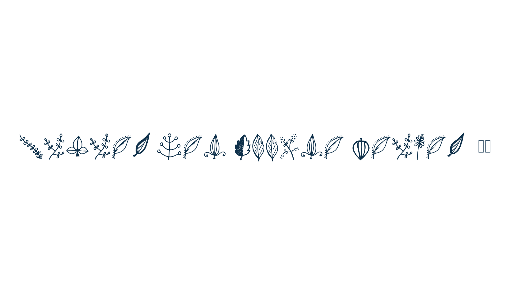 Tanaestel Doodle Leaves 01, fancy decorative font preview