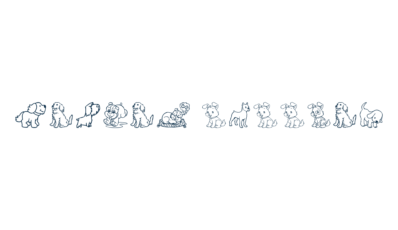 Tender Puppies, fancy decorative font preview