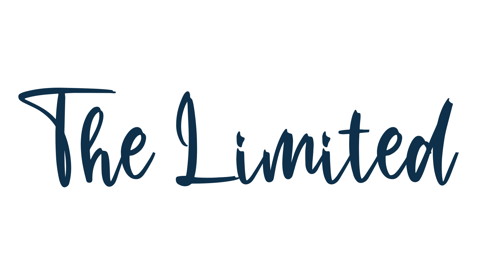 The Limited, script brush fancy decorative calligraphy font preview