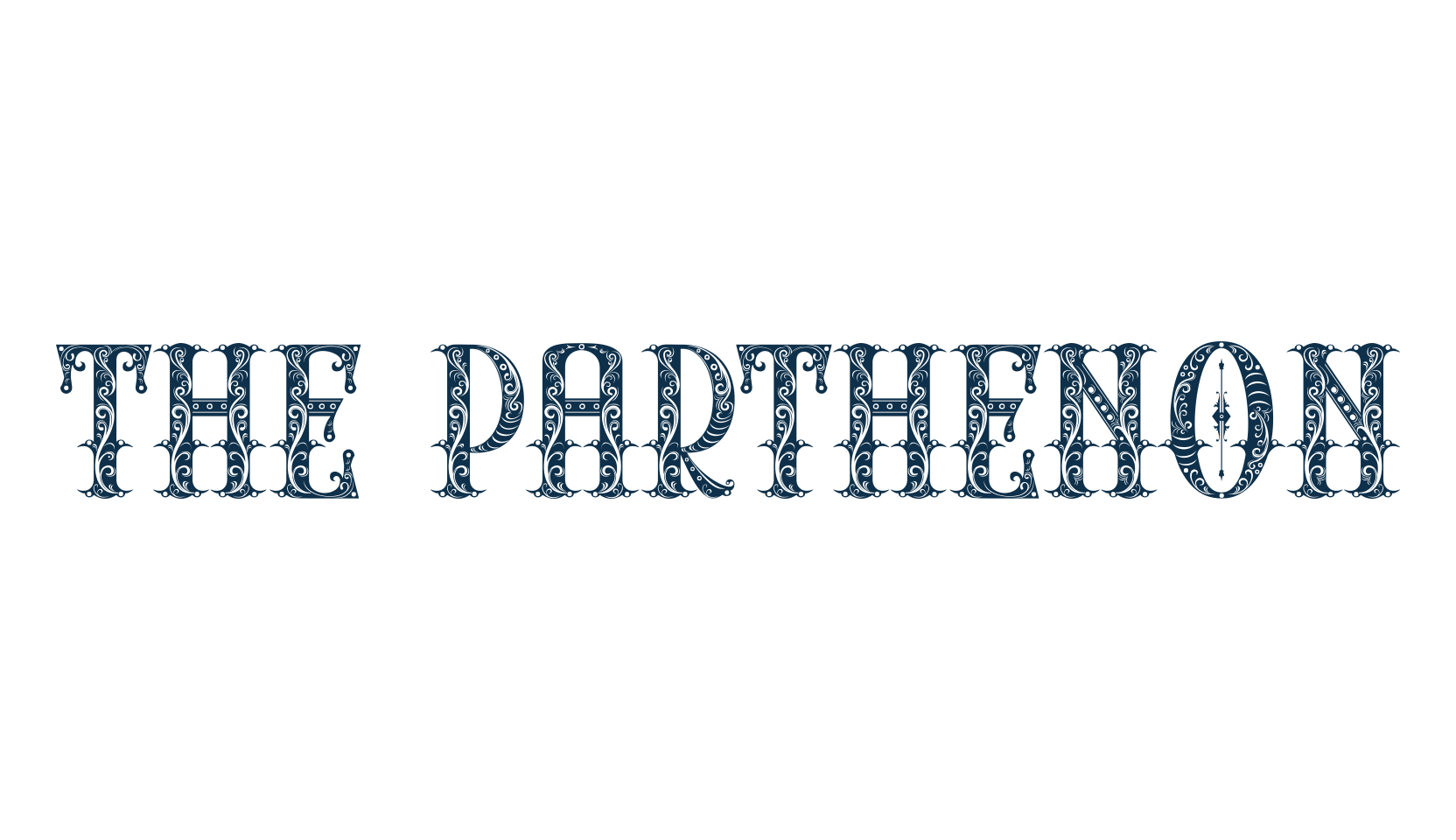 The Parthenon, fancy retro decorative font preview