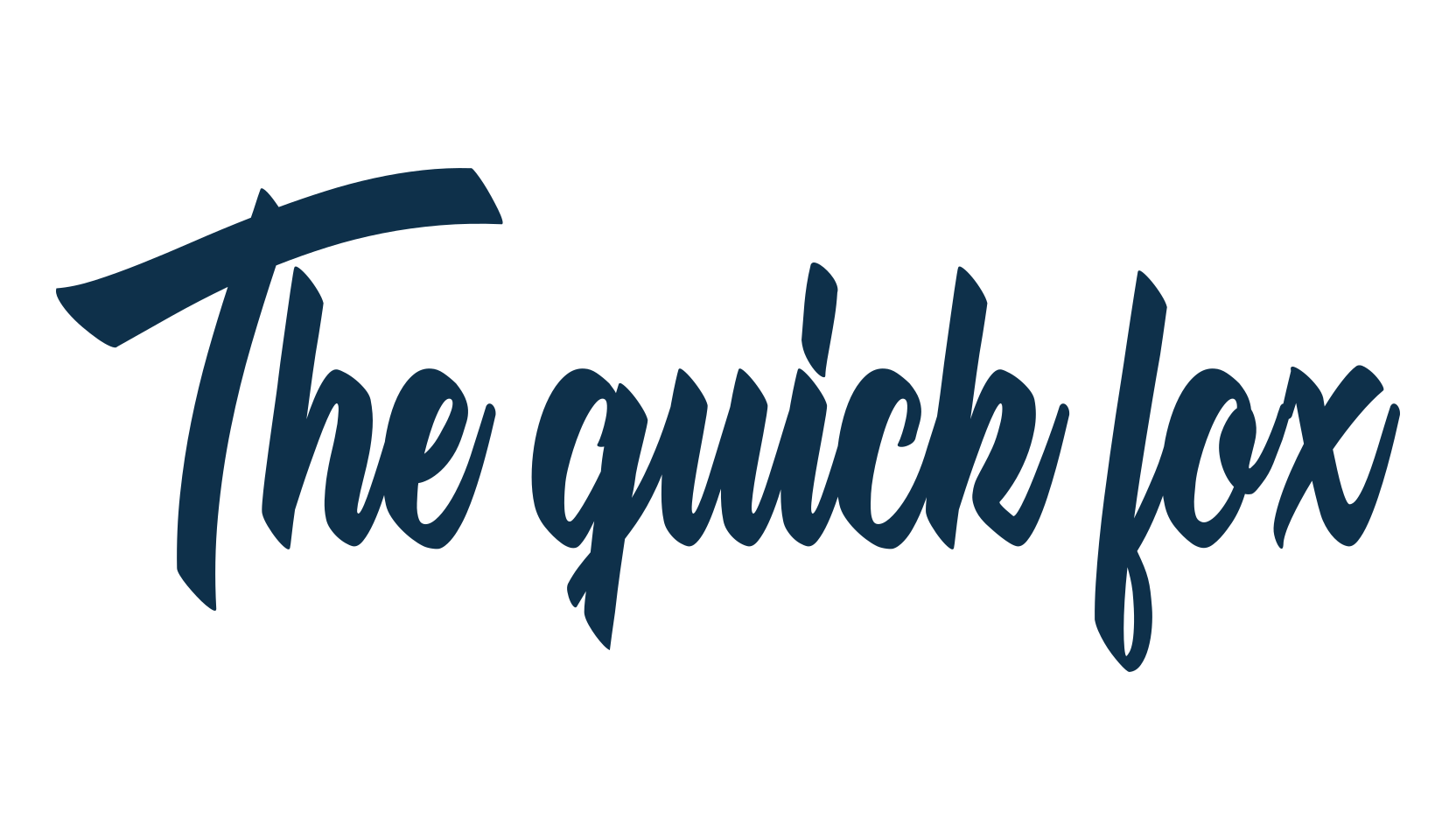 The quick fox, brush font preview