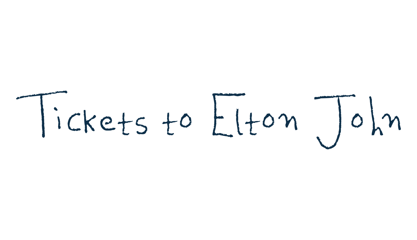 Tickets to Elton John, script handwritten fancy decorative calligraphy font preview