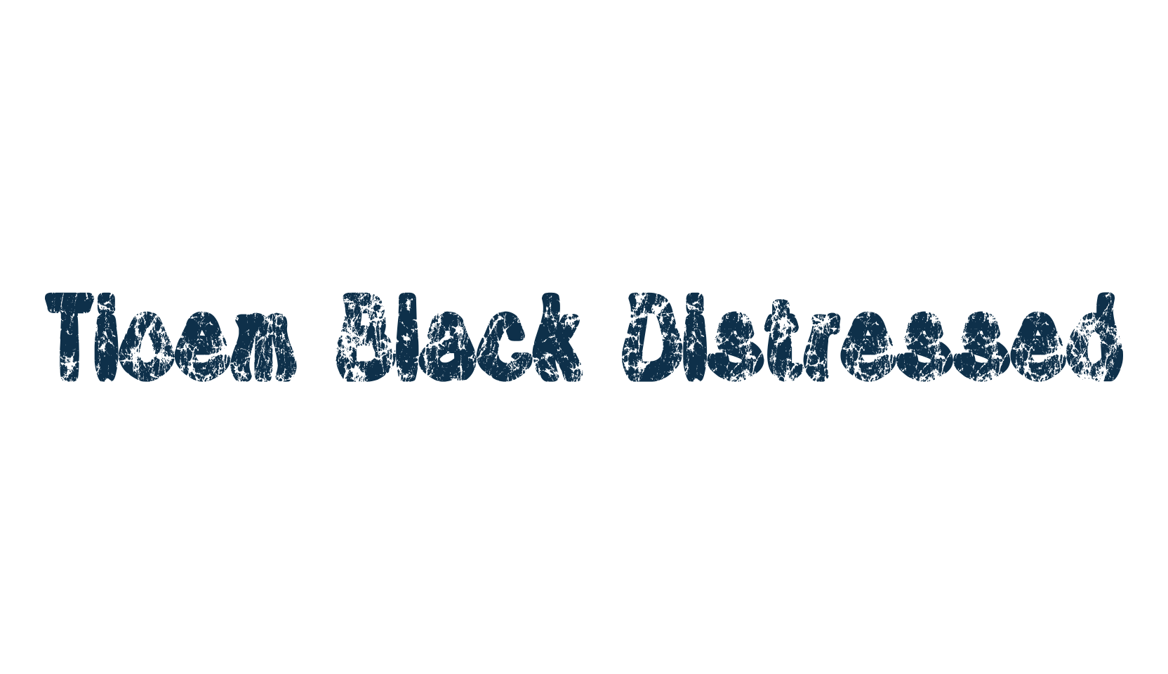 Tioem Black Distressed, distorted font preview