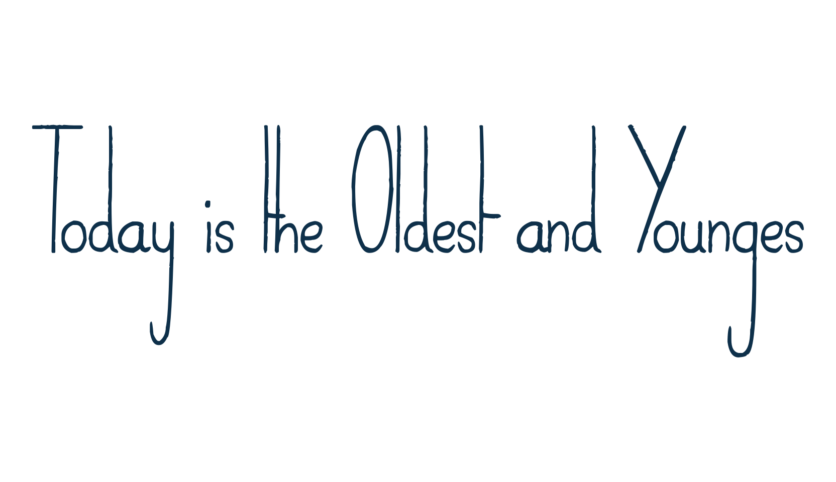 Today is the Oldest and Younges, fancy various decorative script calligraphy font preview