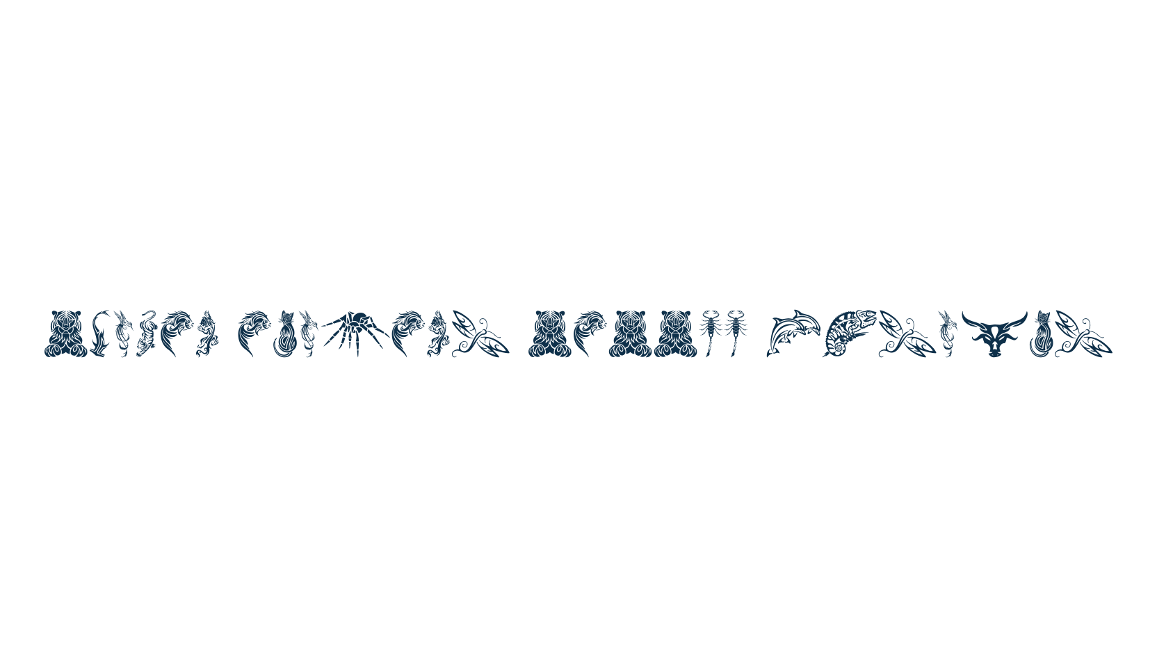 Tribal Animals Tattoo Designs, fancy decorative font preview