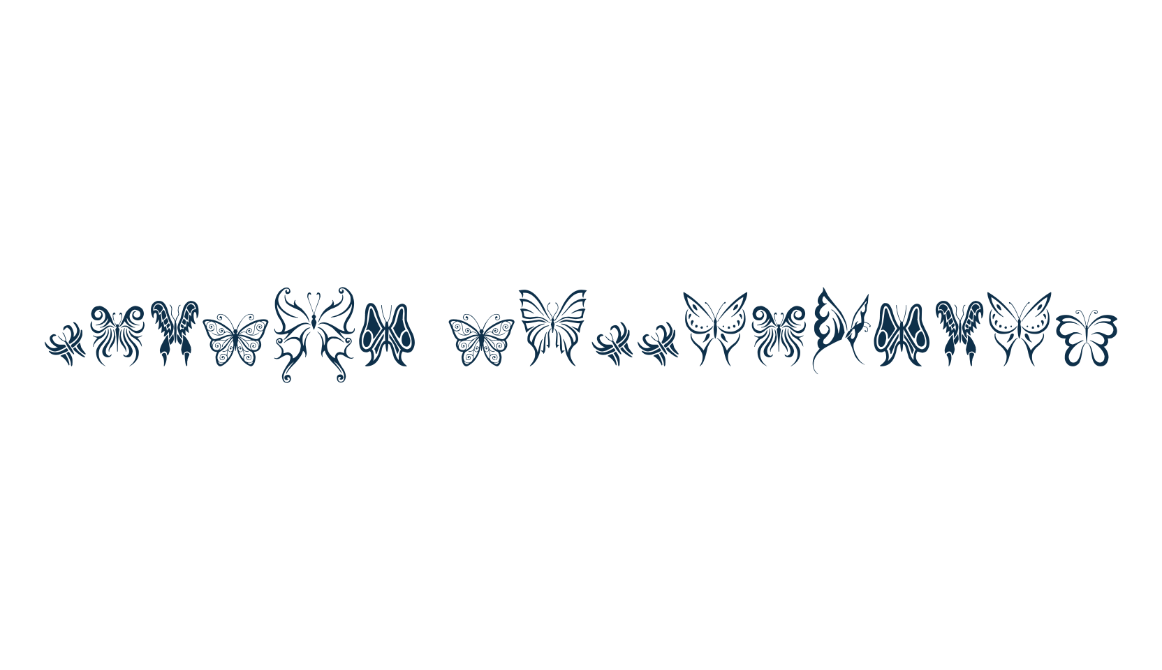 Tribal Butterflies, fancy decorative font preview