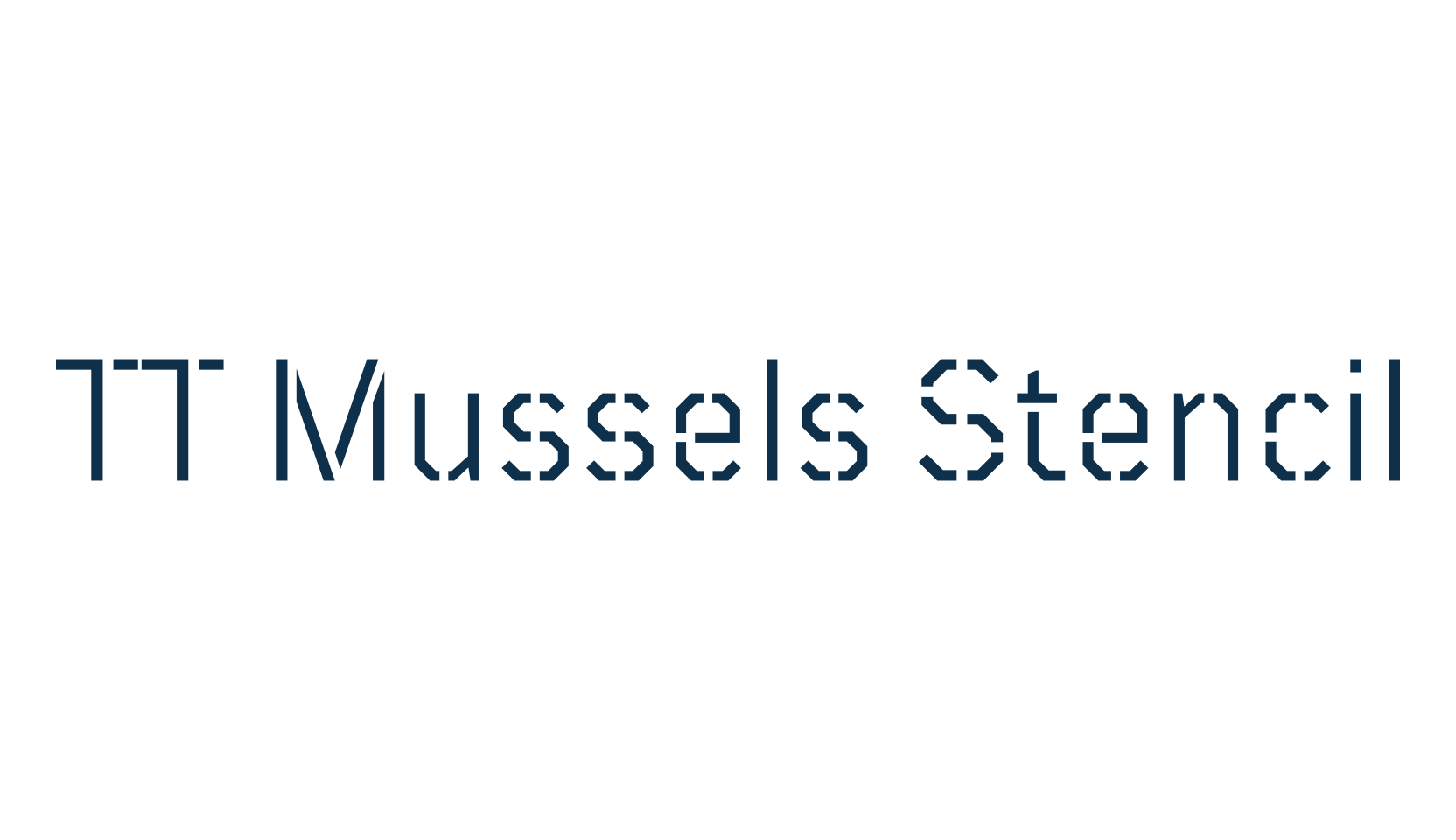 TT Mussels Stencil, fancy stencil, army decorative font preview