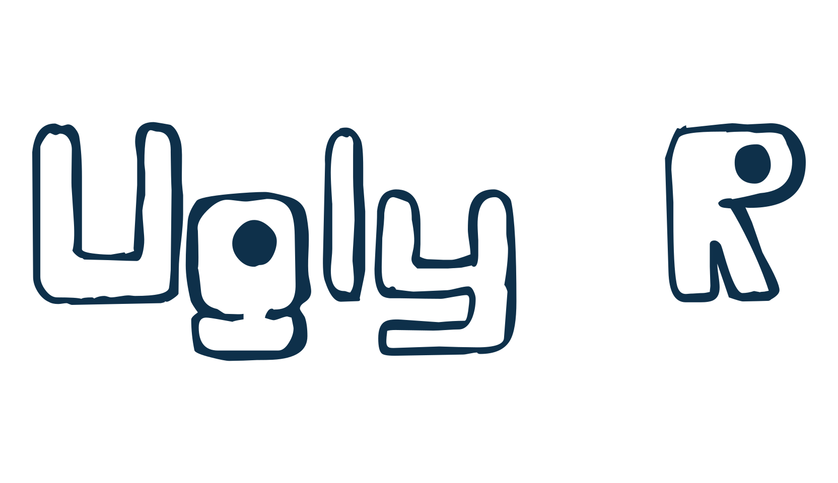 Ugly R, fancy cartoon decorative font preview