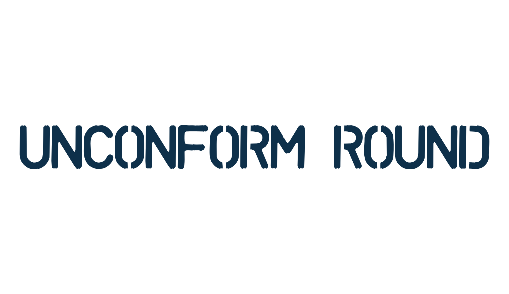 Unconform Round, stencil, army font preview