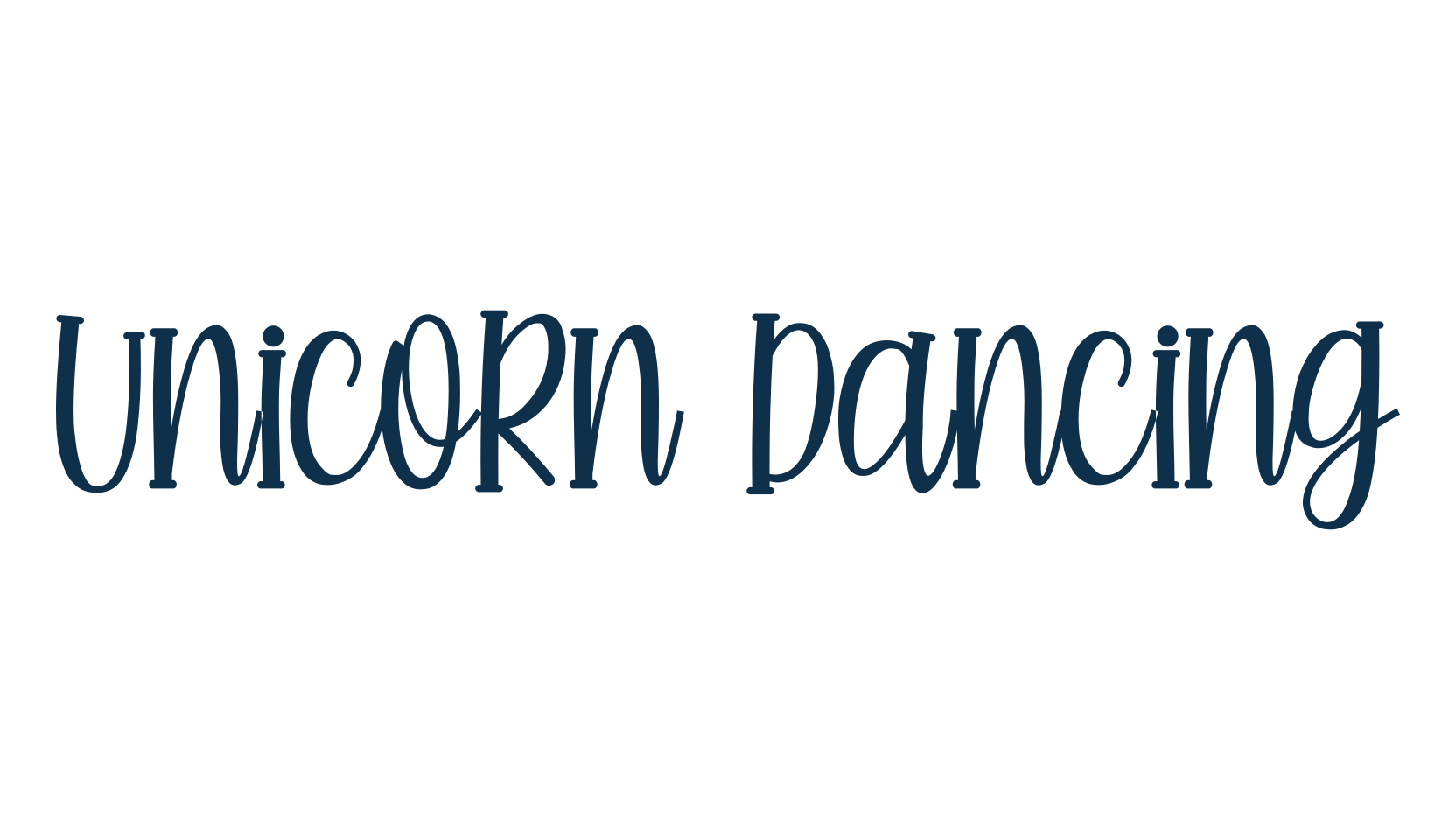 Unicorn Dancing, cartoon font preview