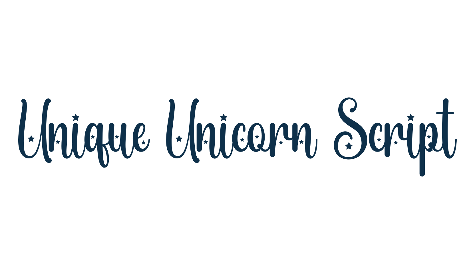 Unique Unicorn Script, fancy decorative font preview