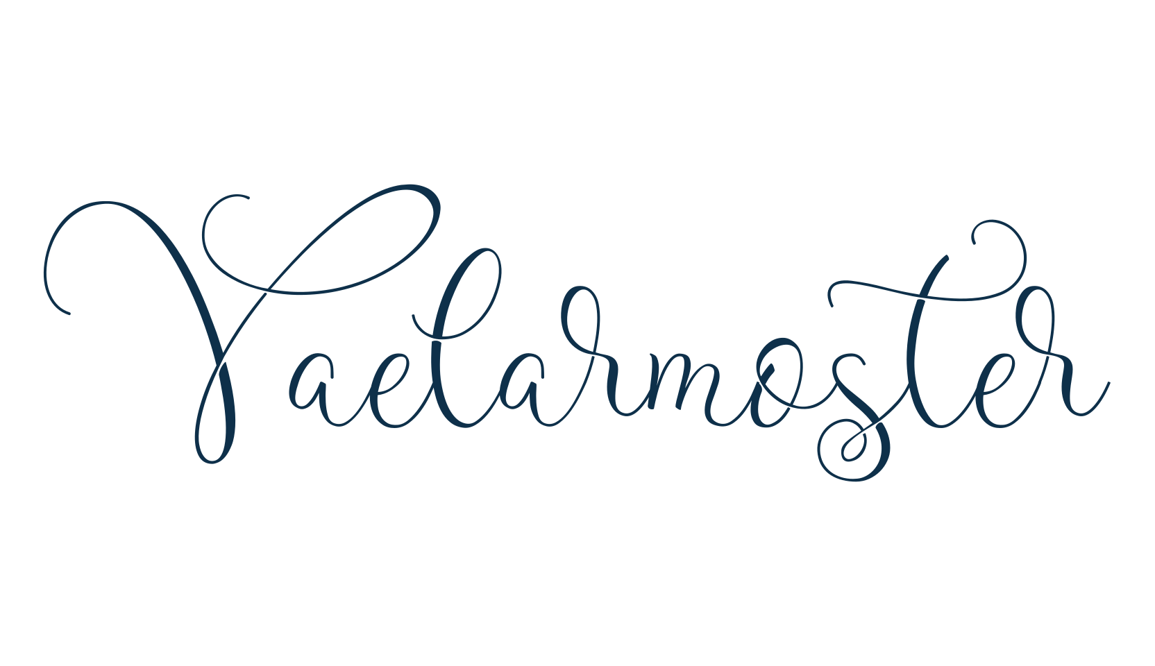 Vaelarmoster, script calligraphy fancy decorative font preview