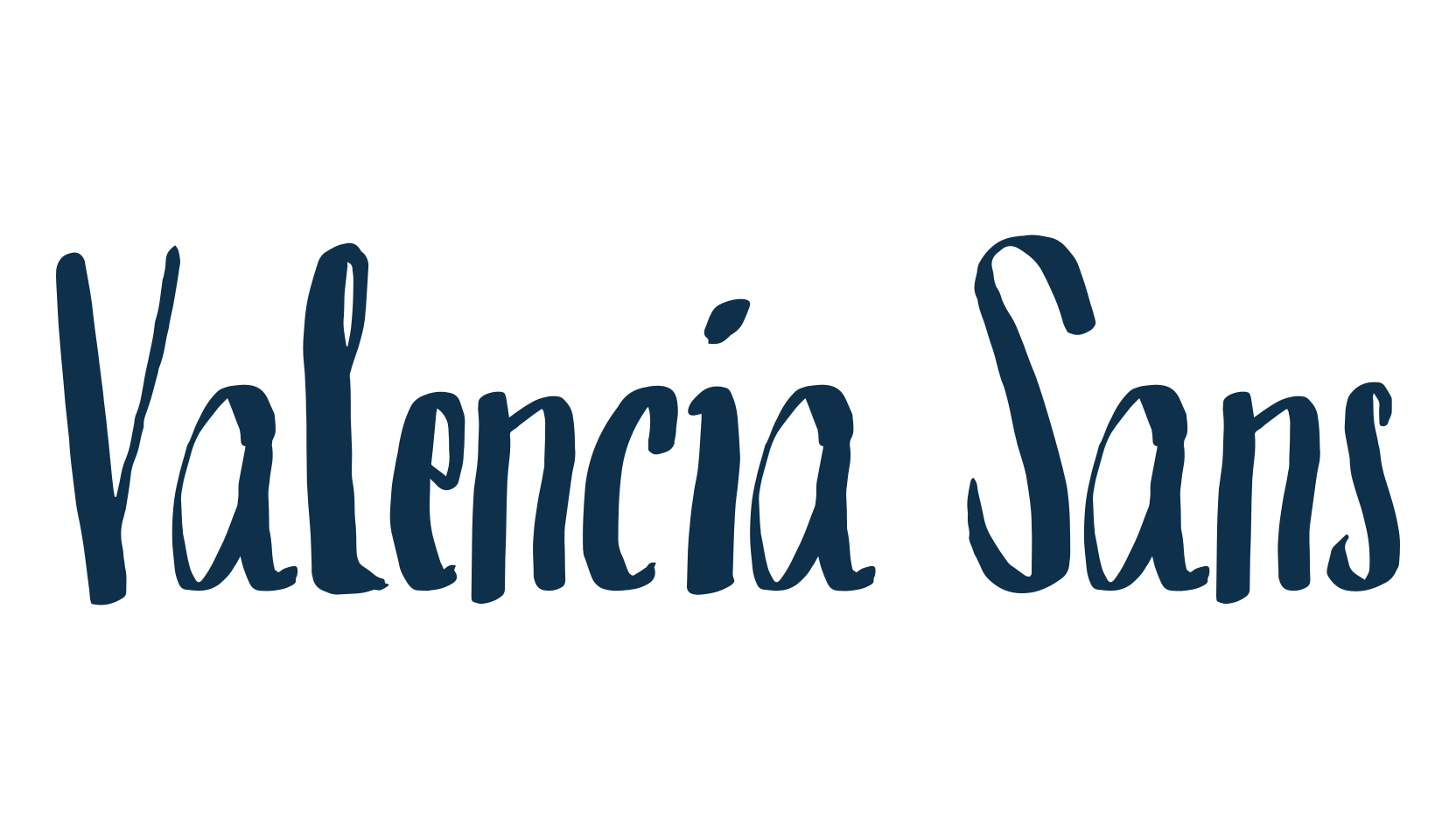 Valencia Sans, script brush fancy decorative calligraphy font preview