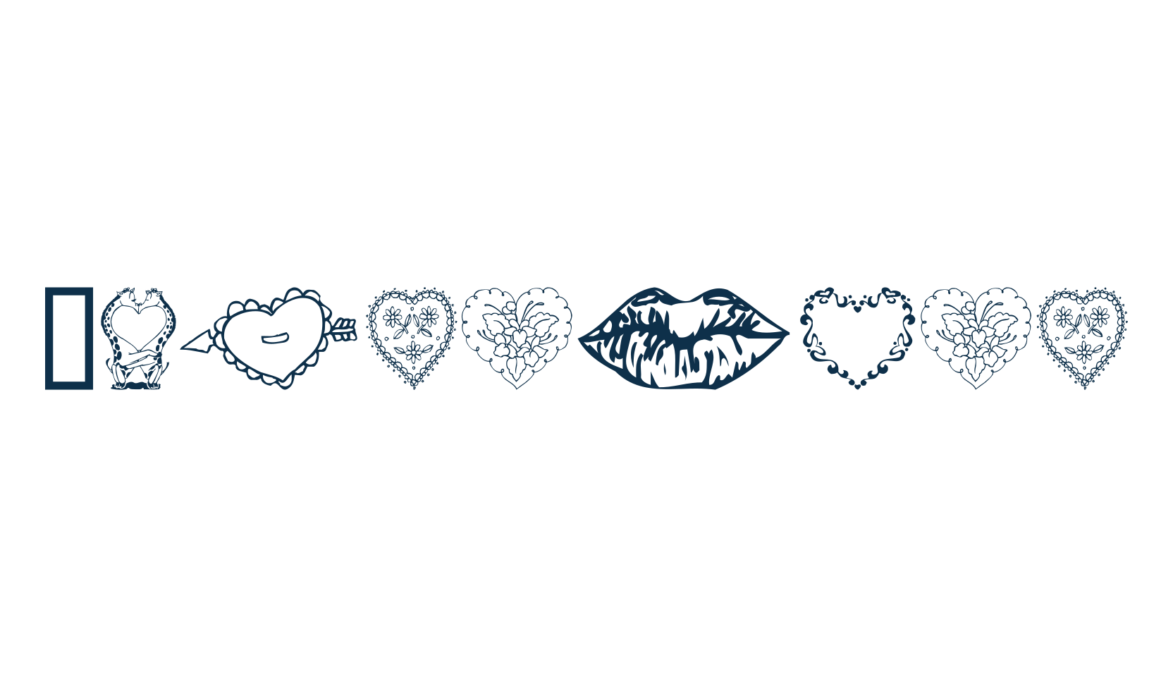 Valentine (valentine), fancy decorative font preview