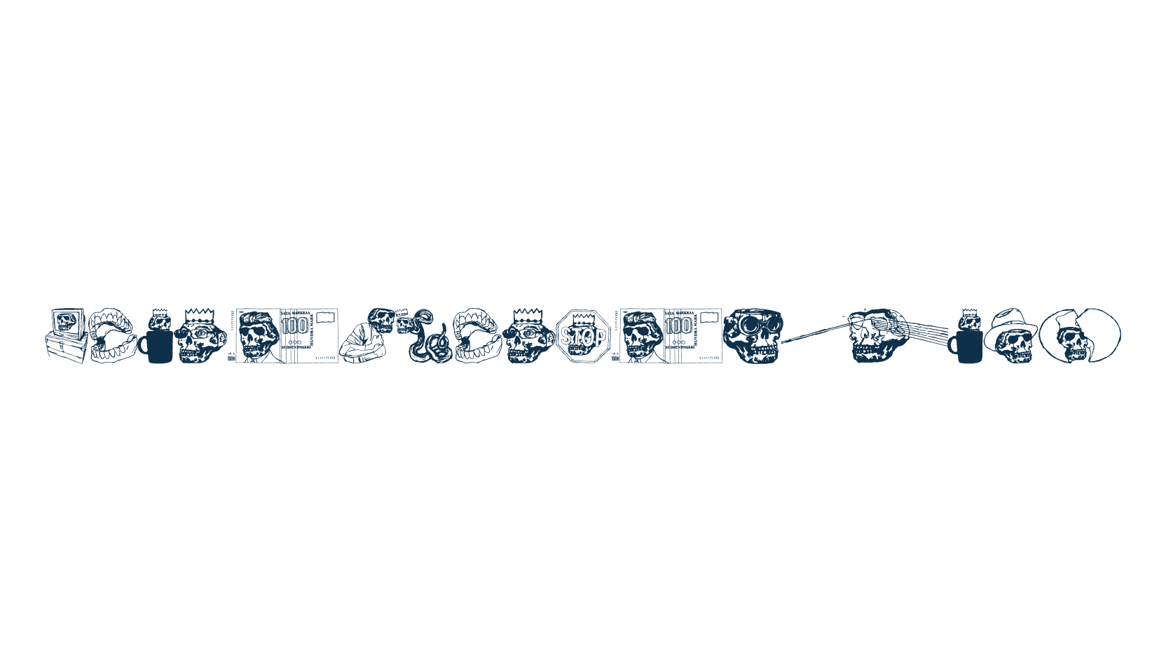 Vieraskirjan Peto, fancy decorative font preview