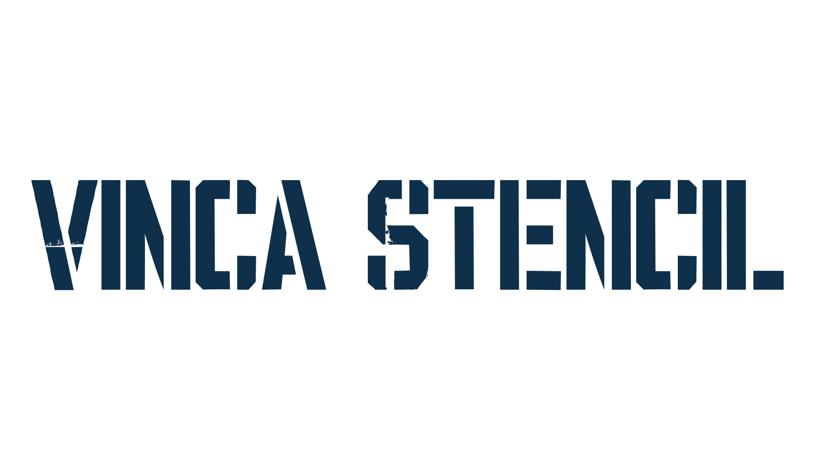 Vinca Stencil, fancy stencil, army decorative font preview