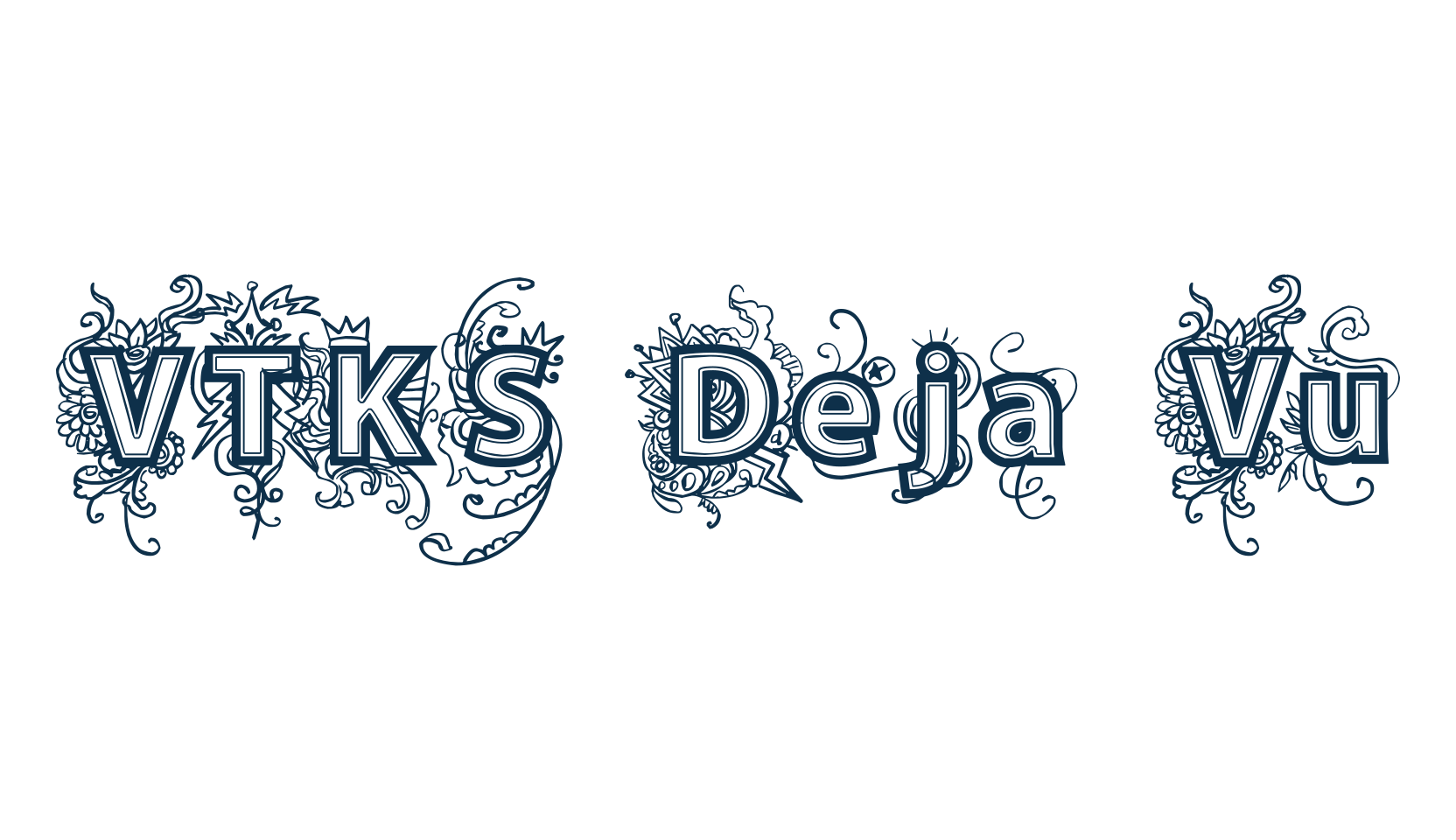 VTKS Deja Vu, fancy decorative font preview