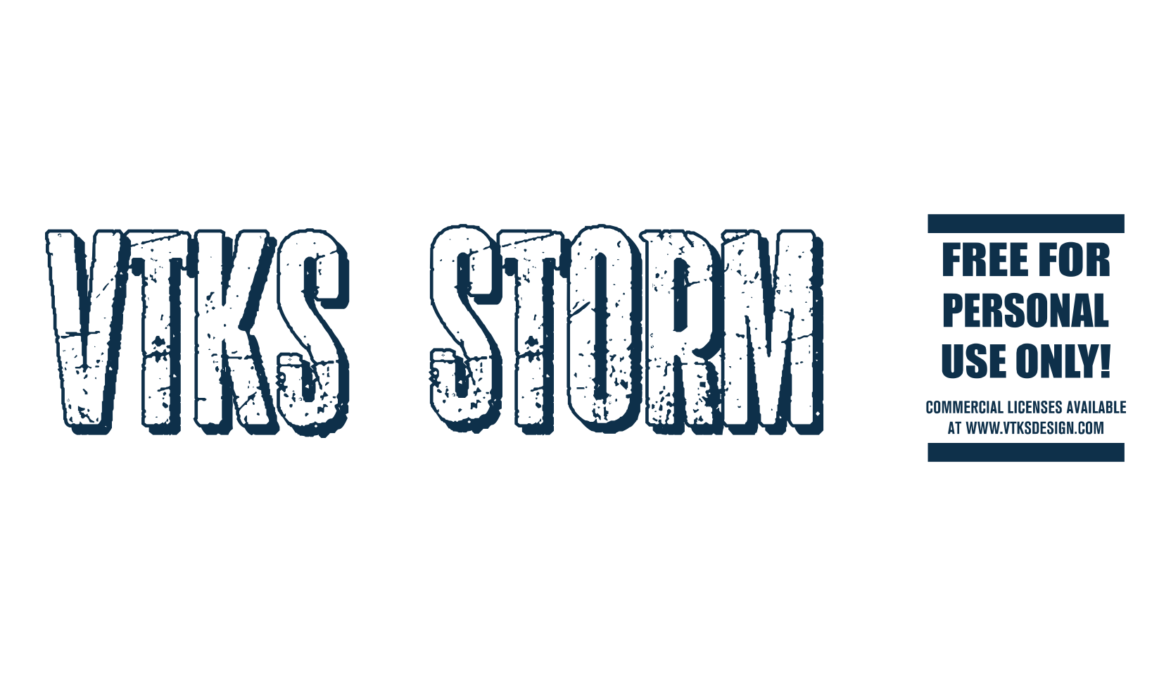 Vtks Storm 2, fancy eroded decorative font preview
