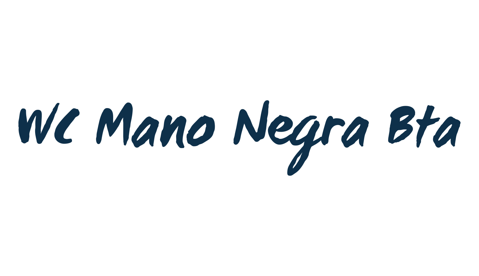 WC Mano Negra Bta, script brush fancy decorative calligraphy font preview