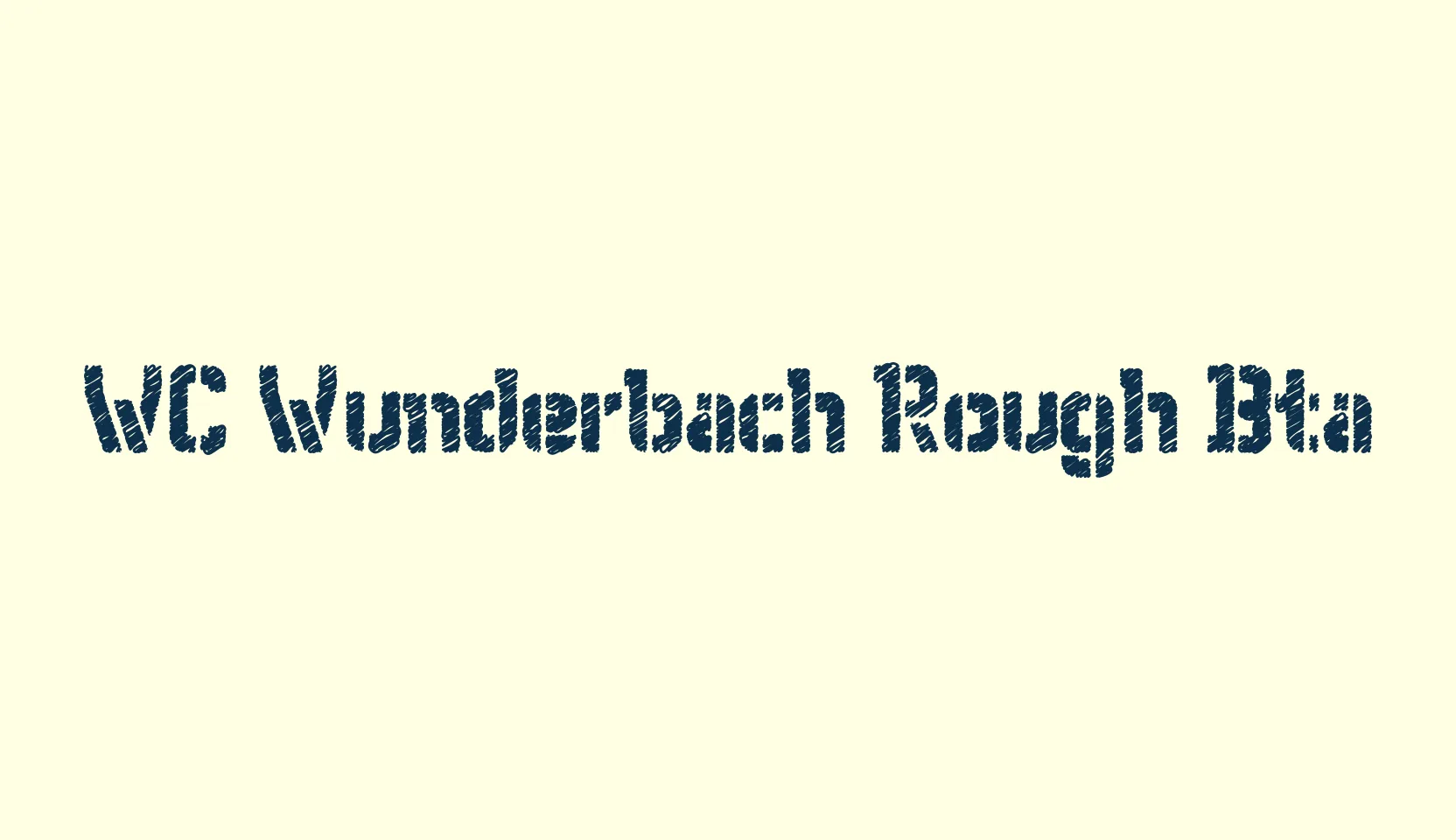 WC Wunderbach Rough Bta, fancy stencil, army decorative font preview