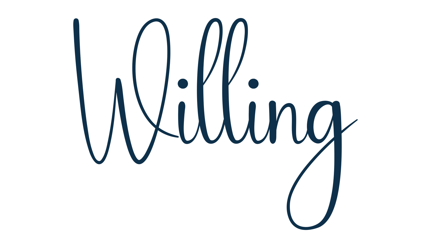 Willing, script handwritten fancy decorative calligraphy font preview