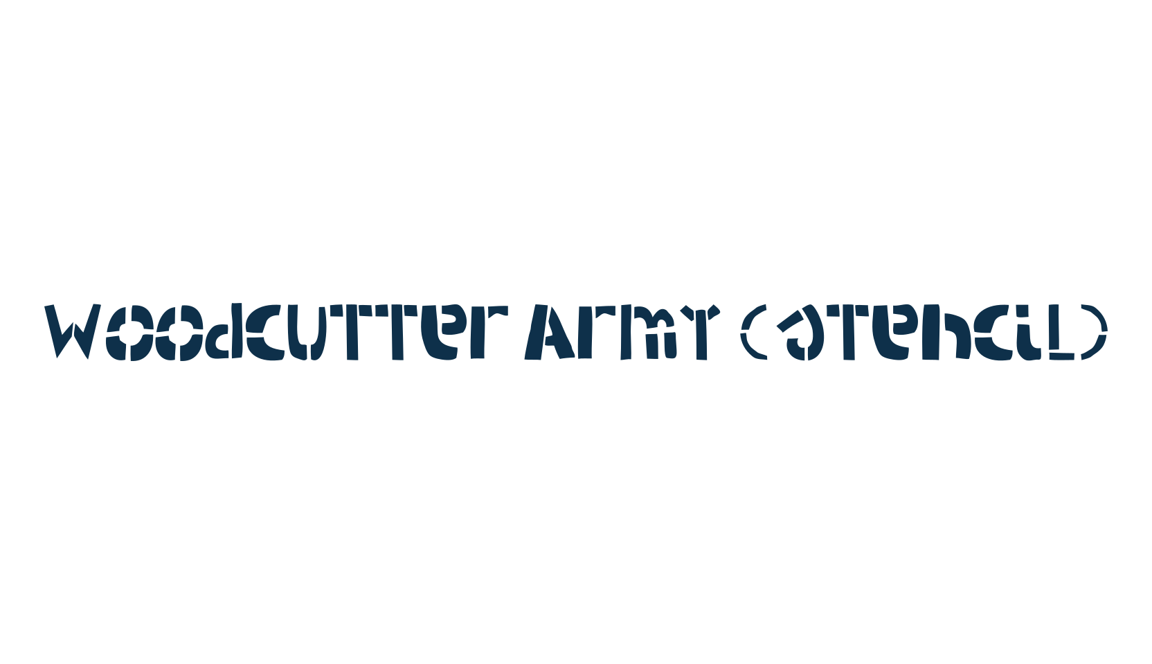 Woodcutter Army (stencil), fancy stencil, army decorative font preview