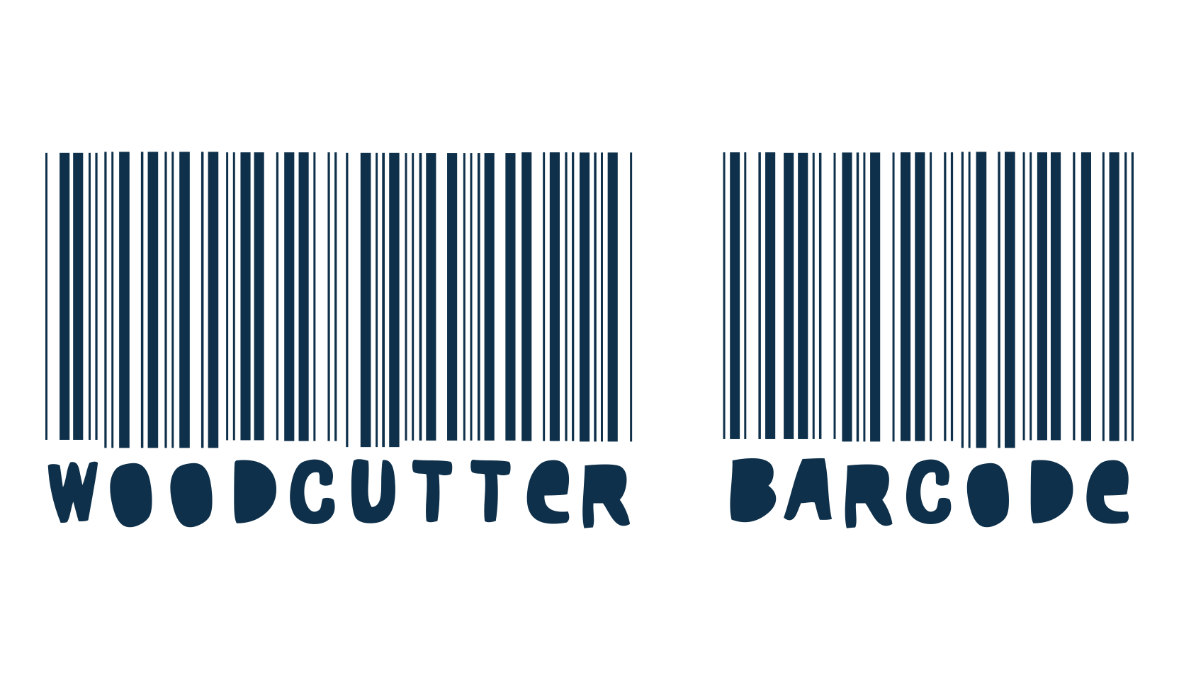 Woodcutter Barcode, fancy decorative font preview