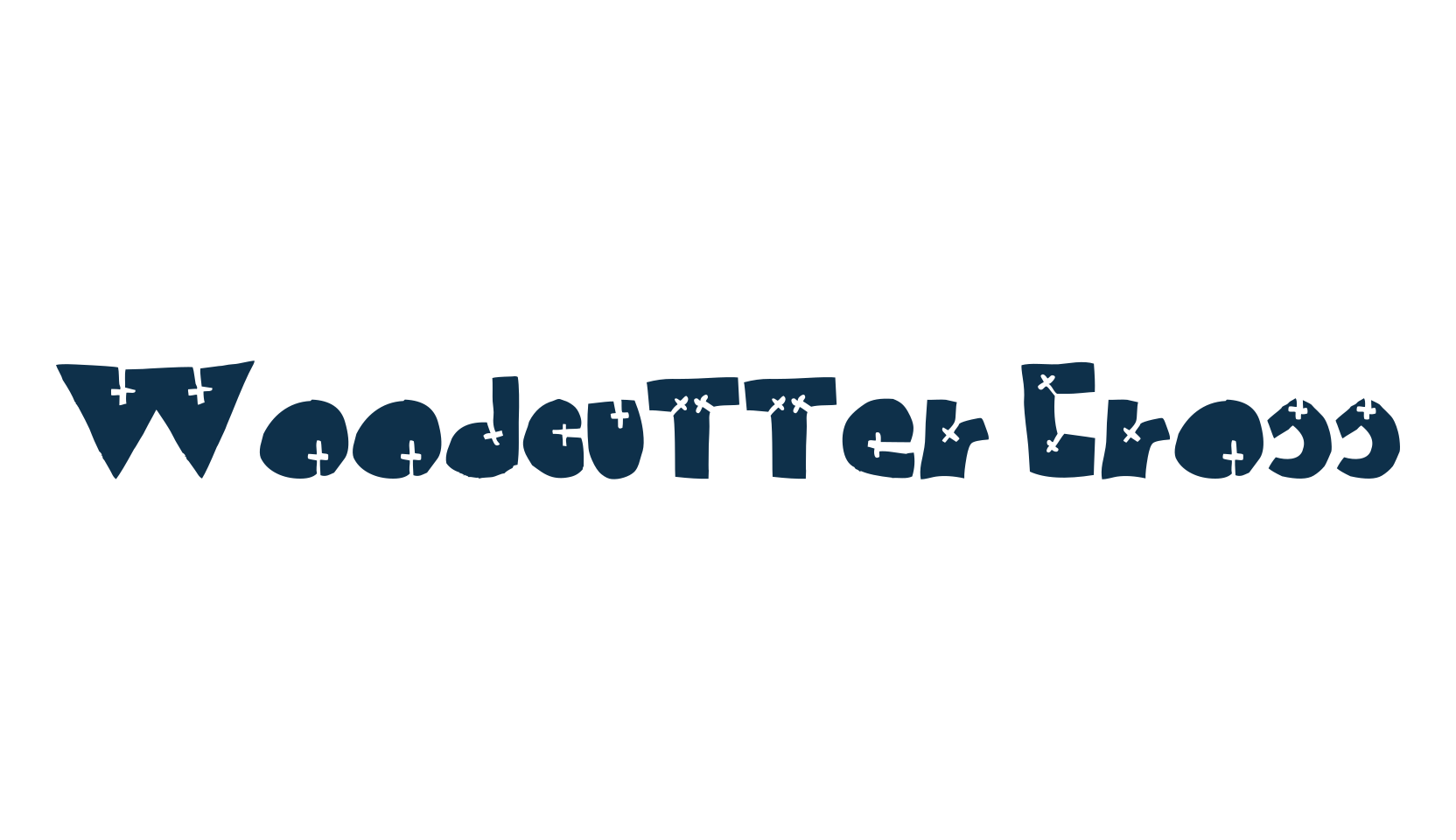 Woodcutter Cross, fancy cartoon decorative font preview