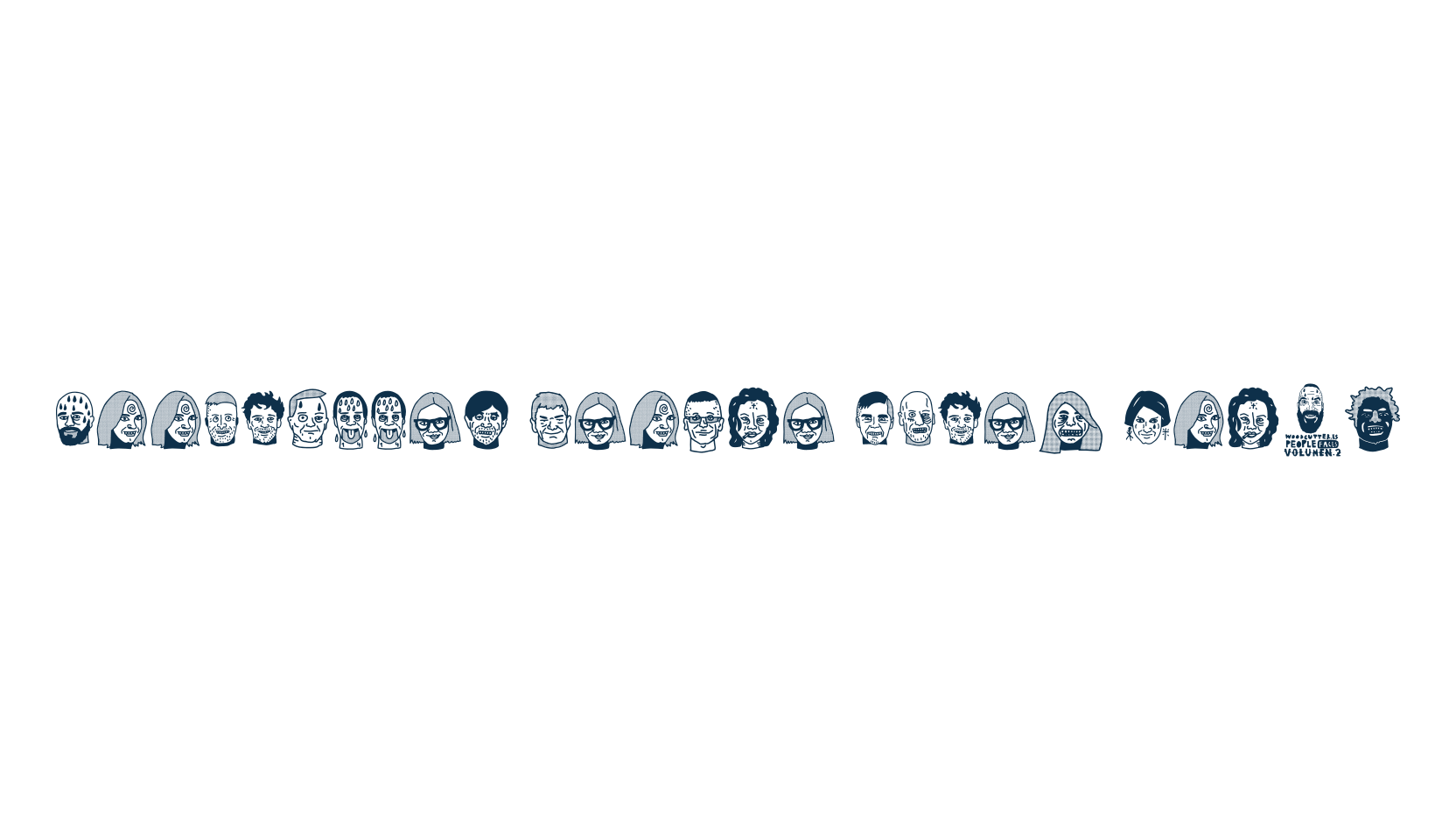 Woodcutter People Faces Vol.2, fancy decorative font preview