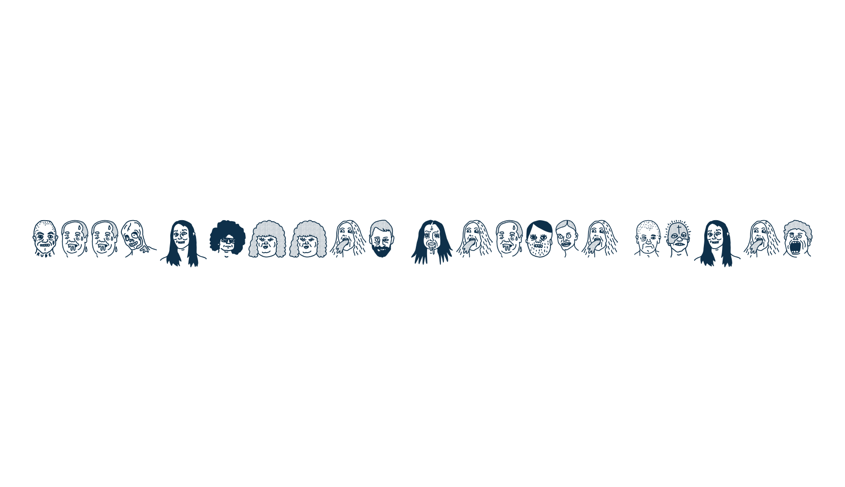 Woodcutter People Faces, fancy decorative font preview