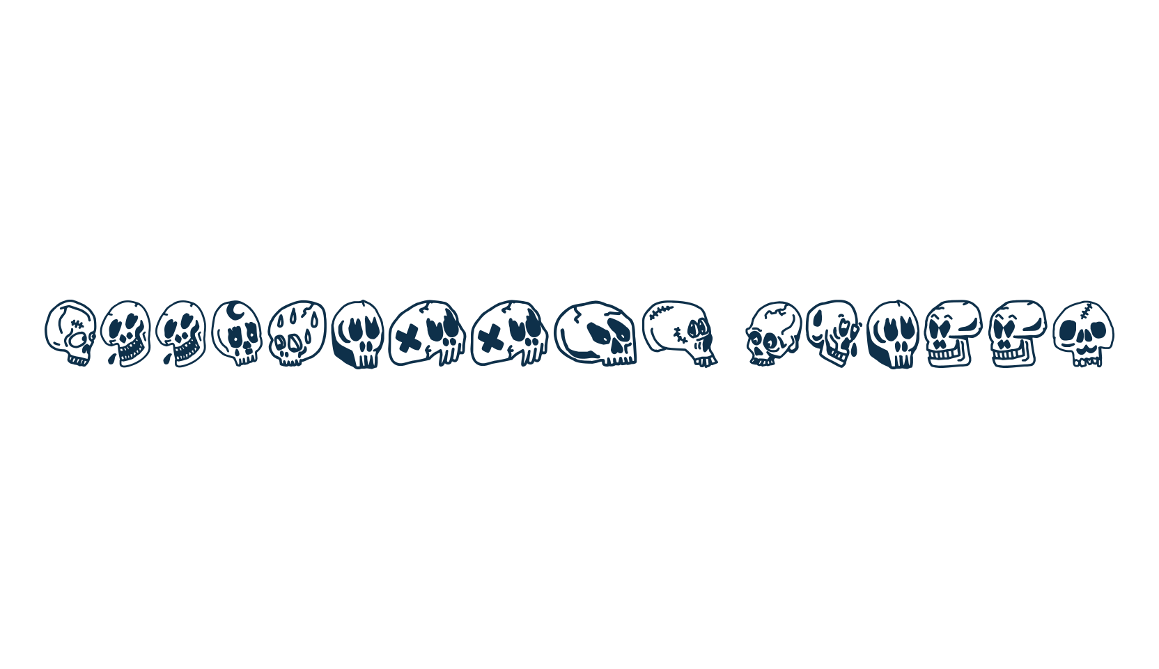 Woodcutter Skulls, fancy decorative font preview