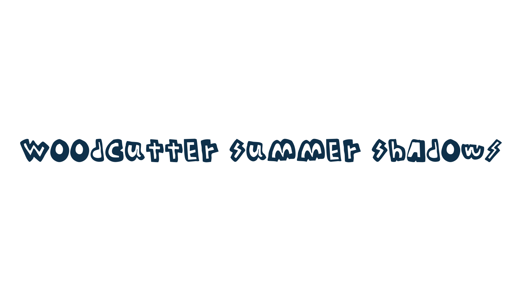 Woodcutter Summer Shadows, fancy cartoon decorative font preview