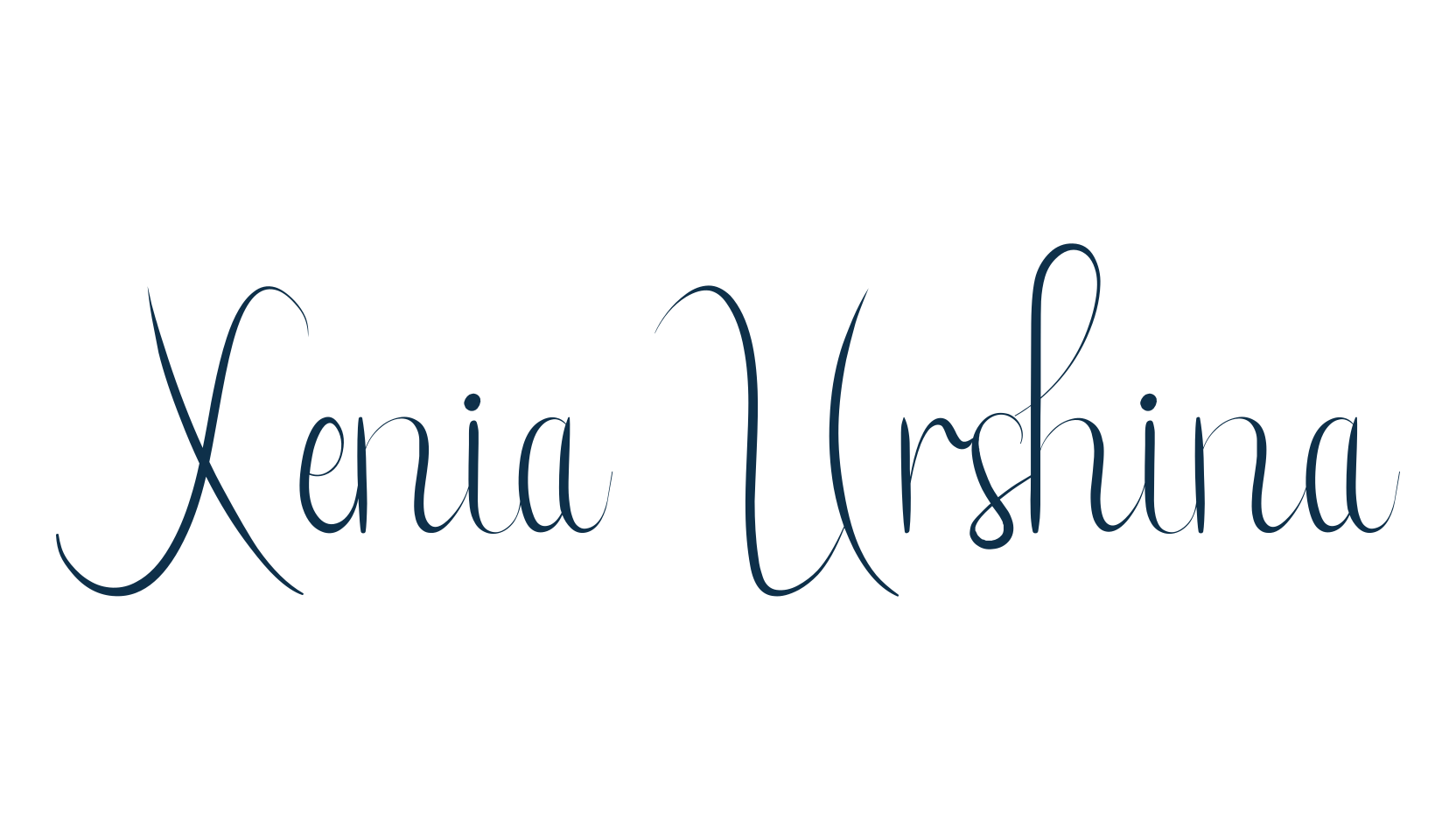 Xenia Urshina, script calligraphy fancy decorative font preview