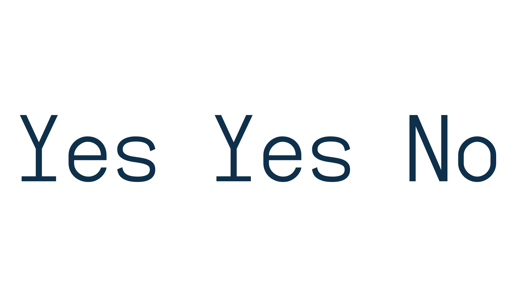 Yes Yes No, fixed width font preview