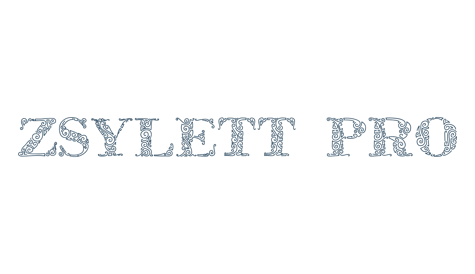 Zsylett Pro, fancy decorative font preview